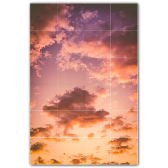 Picture-Tiles.com: Clouds Ceramic Tile Wall Mural WAL500371-46S. 17"W x 25.5"H using (24) 4.25" x 4.25" Ceramic Tiles-Satin Finish