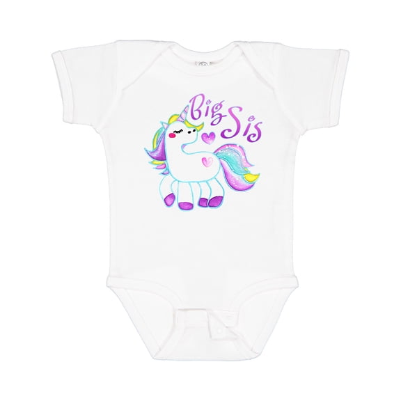 Inktastic Big Sis unicorn Girls Baby Bodysuit