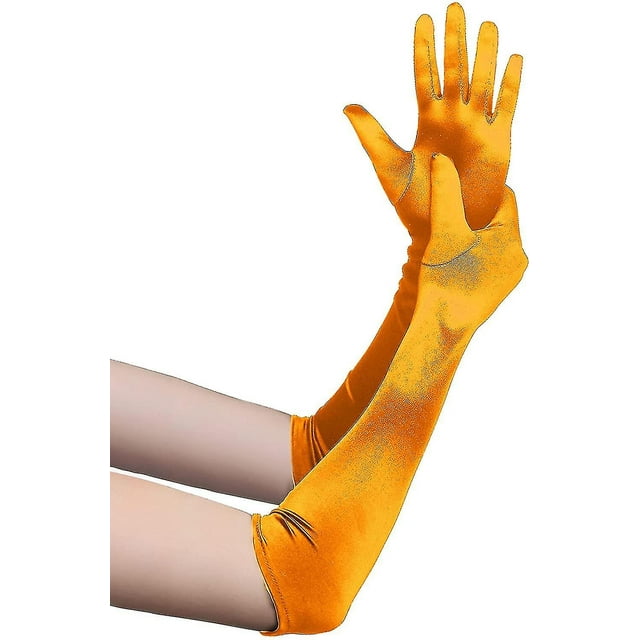Long Opera Party 20s Satin Gloves Stretchy Adult Size Elbow Length