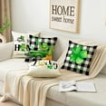 thumbnail image 4 of St. Patrick''s Day Decorative Throw Pillow Covers,18x18 Set of 4, Irish Green Shamrock Gnome Truck Home Decor, Black White Buffalo Plaid Check Quote Outdoor Couch Cushion Case, 4 of 4