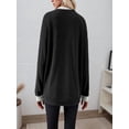 thumbnail image 5 of Womens Fall Fashion 2025 Womens Long Sleeve Shirts Patchwork Button Up V Neck Sweatshirt Casual Pullover Tops,M,Black, 5 of 6