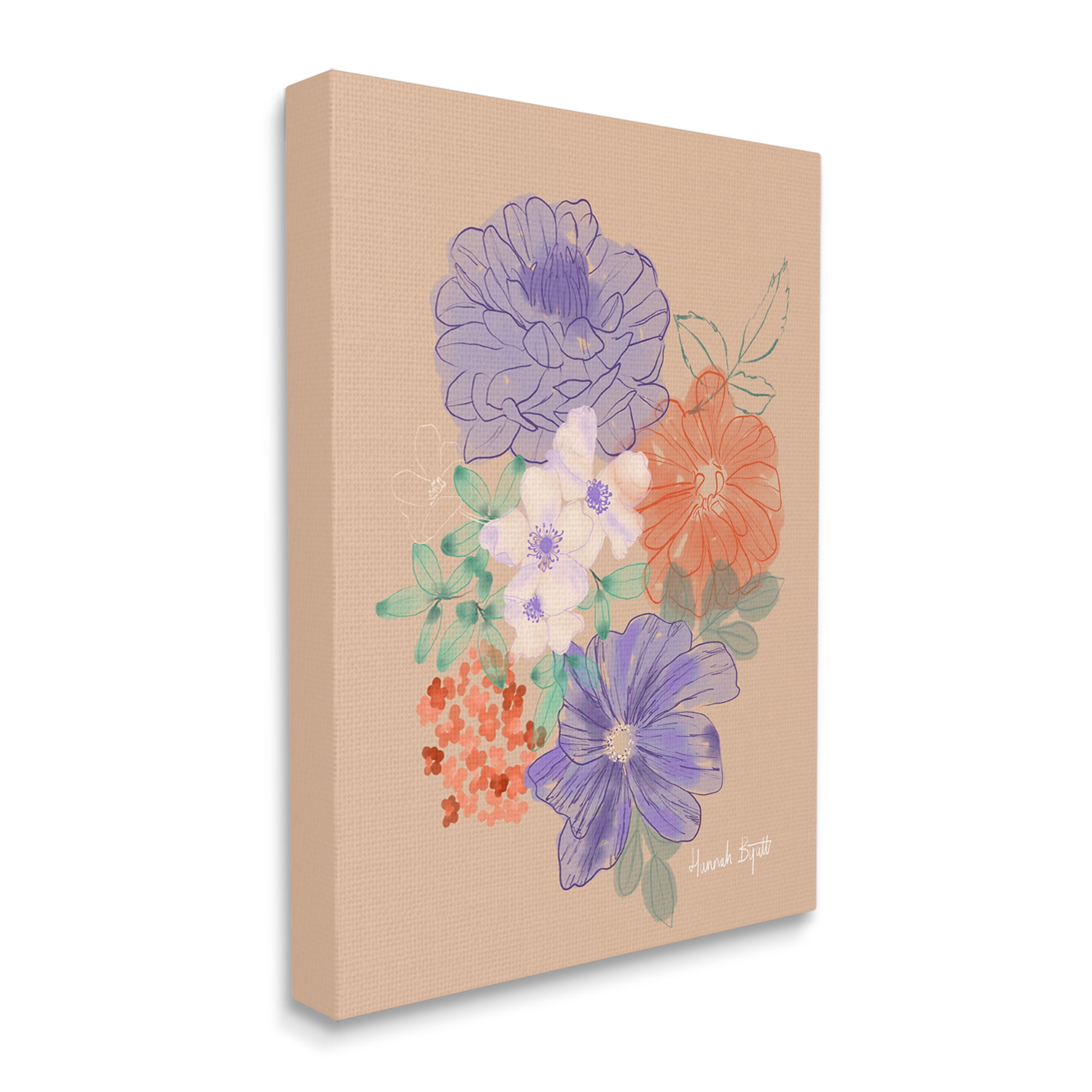 Stupell Industries Purple & Orange Flowers Botanical & Floral Painting Gallery Wrapped Canvas Print Wall Art, 30 x 40