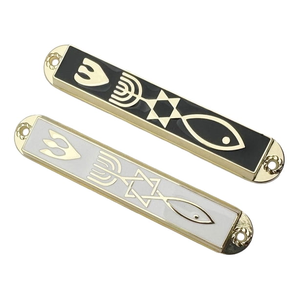 2 piezas Mezuzahs para la puerta Mesianic Mezuzahs decorativo fácil de instalar afuera negro