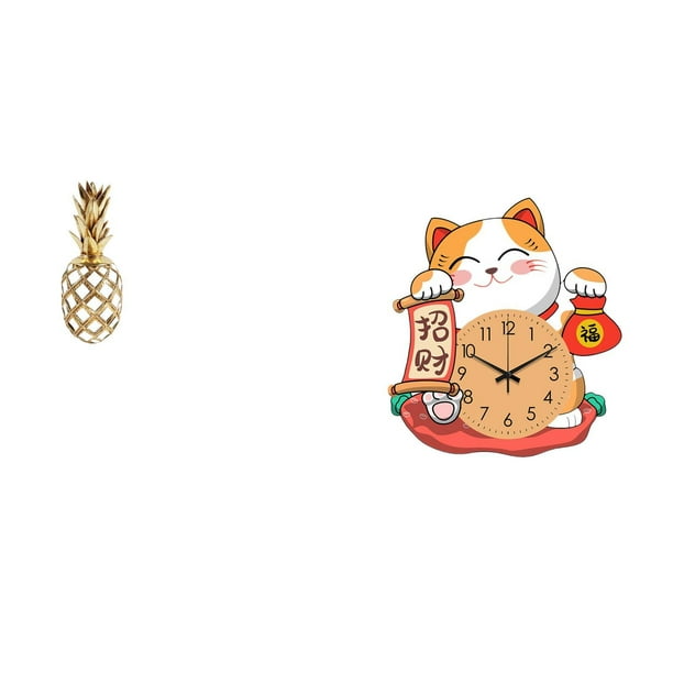 Estatua de resina,Estatua de resina para decoración del hogar,manualidades,oro,Reloj de pared,Reloj de pared silencioso para amantes de los gatos,Bonito reloj de pared para dormitorios