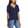 thumbnail image 4 of Weatherproof Vintage Ladies' Tie Front Top (Navy, X-Large), 4 of 5