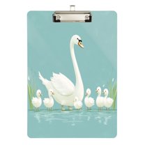 FORMRS Acrylic Clipboard with Low Profile Clip Standard A4 Letter Size, 12.5" x 9", White Cartoon Swan