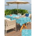 thumbnail image 4 of Outdoor Tablecloth with Umbrella Hole and Zipper, Turquoise Christmas Rectangle Table Cloth 60x84 Inch Waterproof Tablecloth, Winter White Snowflakes Patterned Picnic Table Cover for Patio Camping, 4 of 7