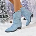 thumbnail image 5 of Viluyesy Womens Flodover Boots, Retro Western Chunky Heels Square Toe Trendy Mid Calf Slouchy Boots Blue US9, 5 of 9
