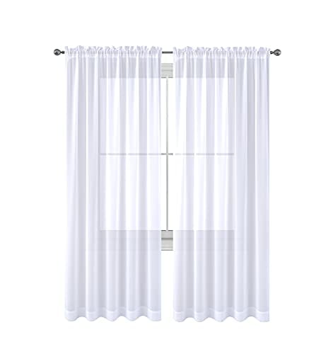 2 Piece Sheer voile Window Elegance Curtains drape panels treatment 84 length 