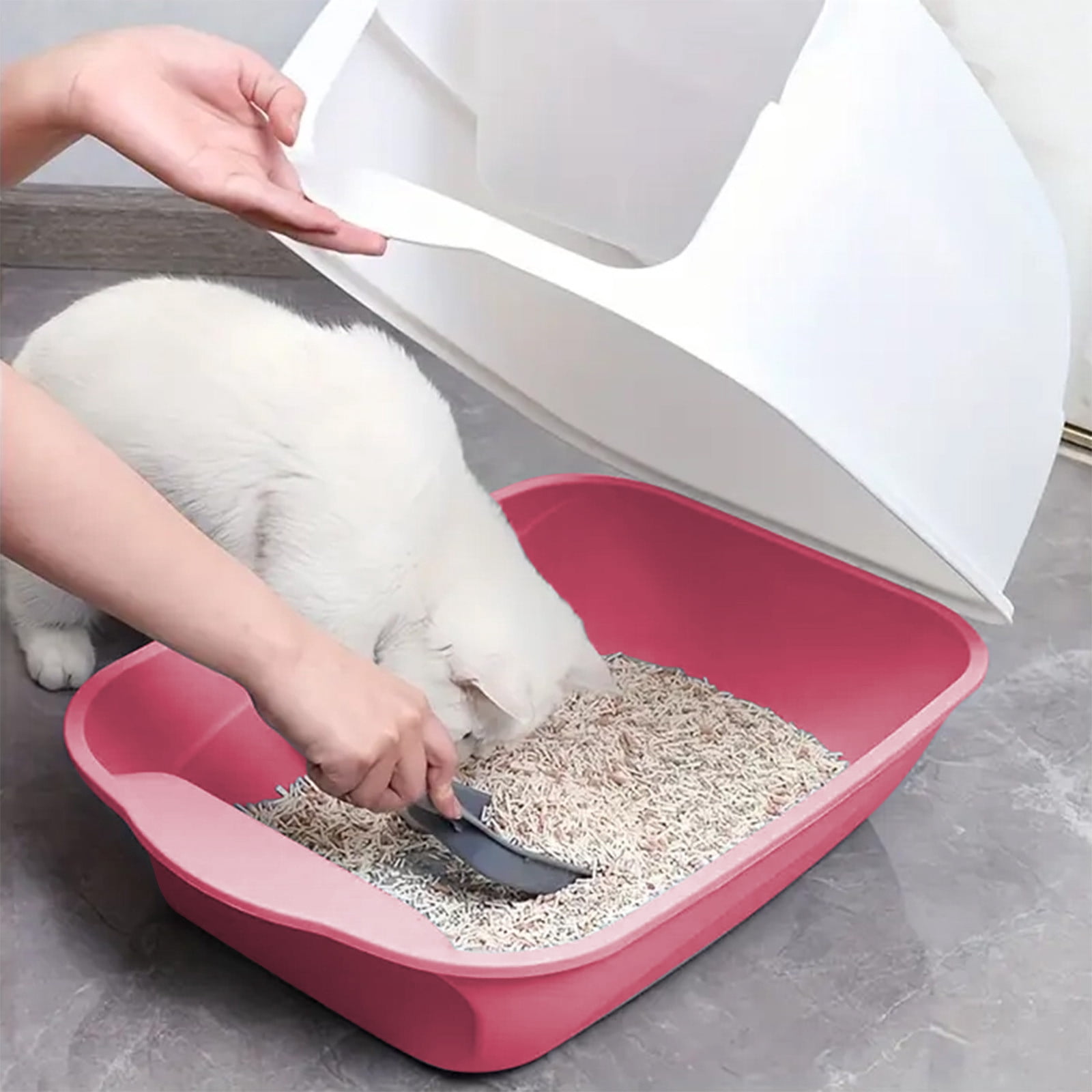 Cats Litter Box with Lid Covered, Fully Enclosed Litter Pan, Cats Toilet Tray, Pussy Litter Box Splashly-proof with Cover Shovel,Easy Clean