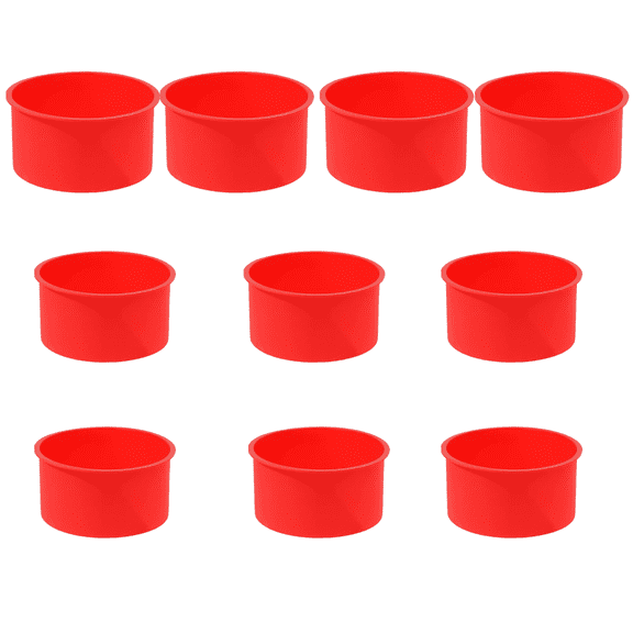 Mioerouu 10Pcs 4.1in Circular Red Silicone Cake Molds, Food Grade Non-Stick Mini Cheesecake Tart Baking Pans 10.5cm Diameter