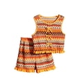 thumbnail image 3 of Angala 2 Piece Outfits For Girls Crew Neck Sleeveless Boho Ethnic Print Tank Top With Shorts Set Girls Autumn Daily Wear Clothes, 3 of 9