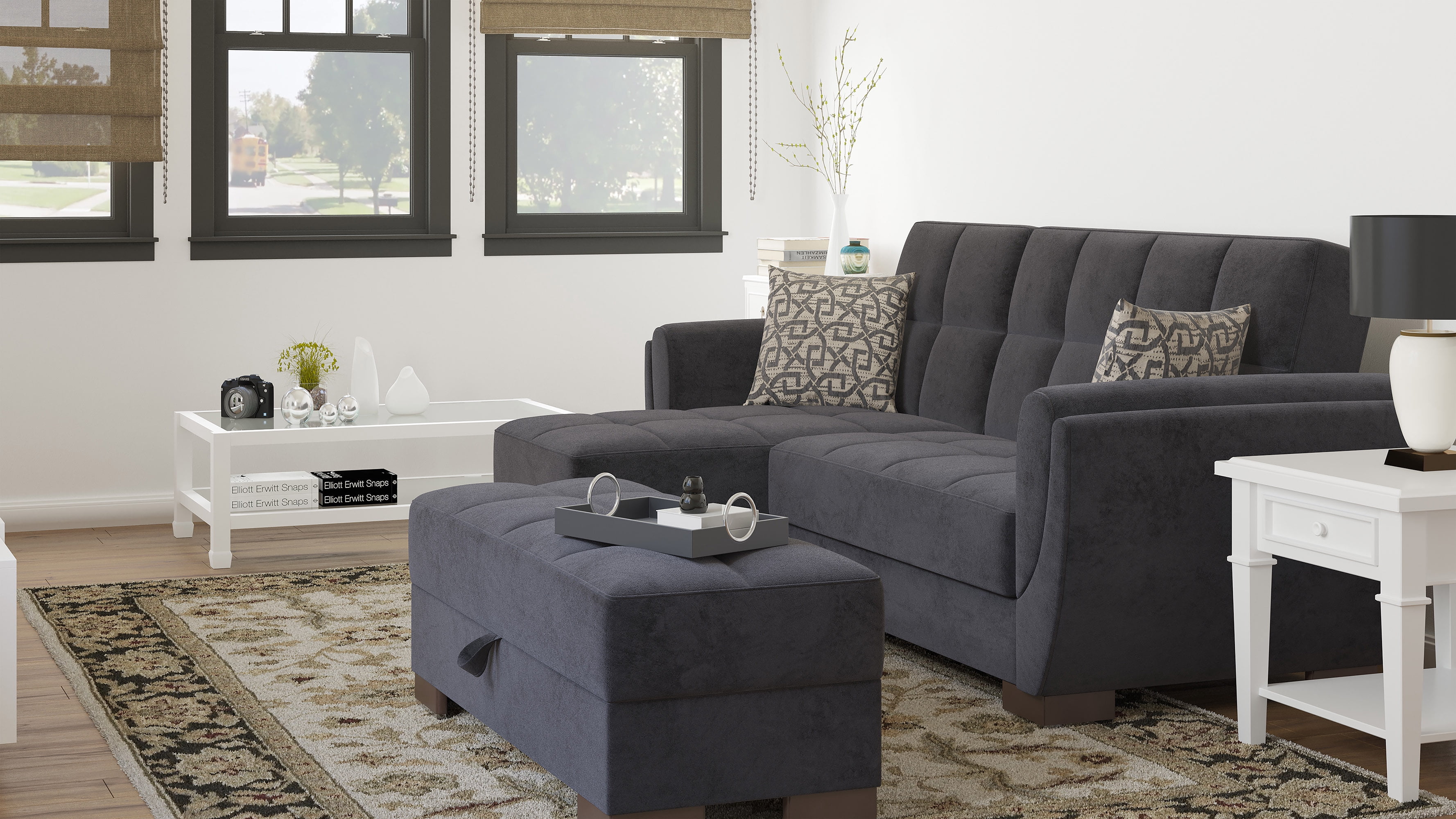 Ottomanson Origins Air Upholstered Storage Ottoman, Black