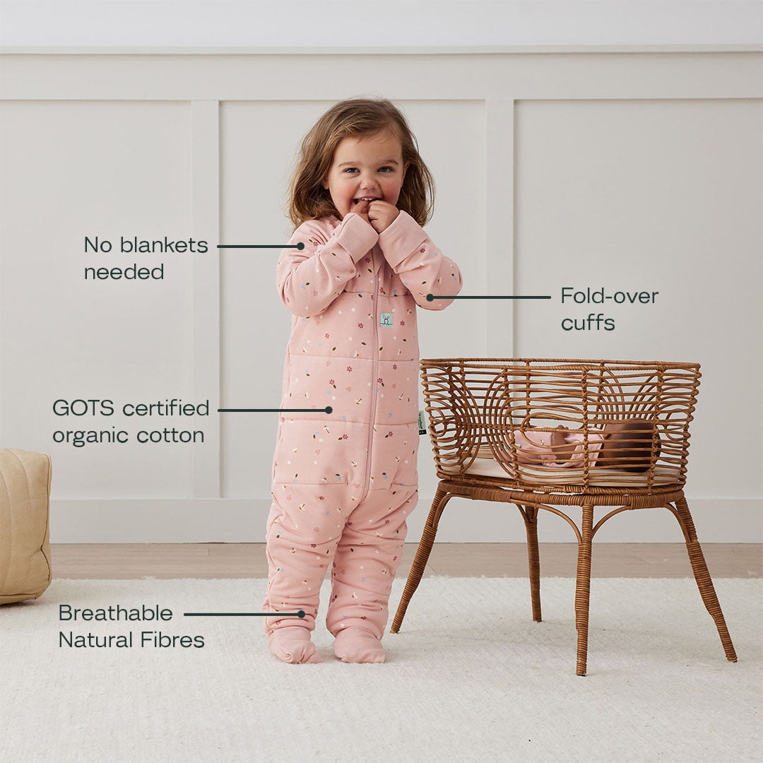 ergoPouch 3.5 TOG Sleeping Onesies For Baby Girl and Baby Boy - Baby Onesies for Easy Diaper Changes - Baby Girl Onesies Made with Breathable Materials (12-24 Months, Daisies)