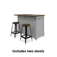 Kelsey Kitchen Island with 2 Stools and Drawers, Gray