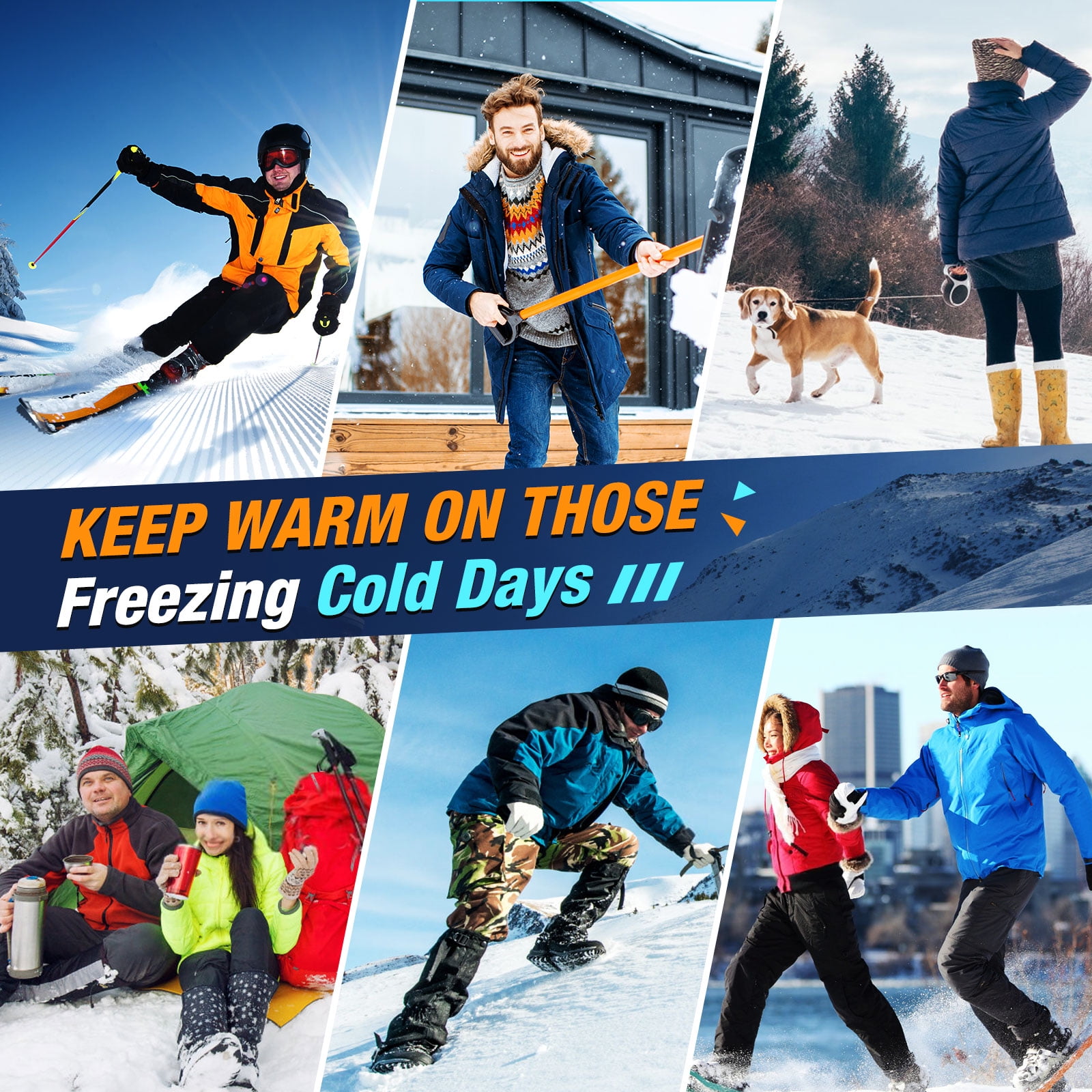 Heated Socks for Men Women, Electric Rechargeable Battery Heating Socks Washable Foot Warmer Thermal Socks Full Foot Heat for Hunting Fishing Camping Hiking Ski with 3 Heating Settings (Black L)