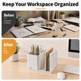 thumbnail image 3 of NUSIGN 2-in-1 Desk Organizer with Pen Holder, Desktop Storage Organizer for Pens, Notebooks, Sticky Notes and Office Supplies,White, 3 of 7