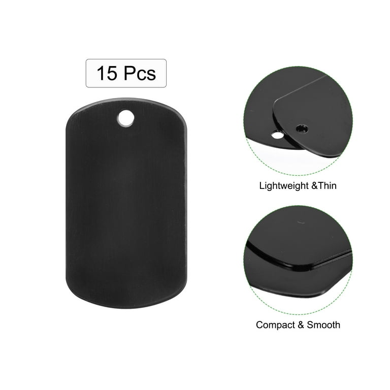 Metal Blank Tags Stamping, Black Blank Dog Tags DIY Engraving Tags for Pet Dog ID Tags, Pendant Tag, 15pcs, Size: Large