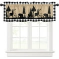 thumbnail image 2 of Curtain Valances for Windows Treatment Tier Curtains 54x18 In, Christmas Black White Buffalo Check Short Valance Curtain Rod Pocket Curtains for Kitchen, Forest Polar Bear Black Pine Tree Rustic, 2 of 5