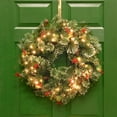 thumbnail image 3 of National Tree Company Pre-Lit Artificial Christmas Wreath, Green,  Wintry Pine®, Clear Lights, Decorated with Pine Cones, Berry Clusters, Frosted Branches,  24 Inches, 3 of 5