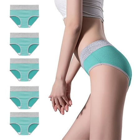 Pavied Underwear Women Pack Cotton Underwear Women s Cotton Underwear High Waist Stretch Briefs Soft Underpants Ladies Full Coverage Panties 5 Pack Plus Size Underwear Panties for Women Green XL