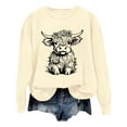 thumbnail image 1 of WEAIXIMIUNG Chandails en Molleton pour Femmes Tendance Zip Automne et Hiver 2024 Col Rond Mode Imprimé Vache Manches Longues Mode Décontractée Top Sortie, 1 of 4