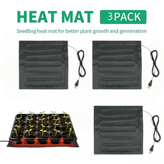 UltraFish Seedling Heat Mat, 7.5W, 8.7×8.7 in, Waterproof Plant Heating Pad, 3 pack for Indoor Hydroponics, Seed Starting, Plant Propagation