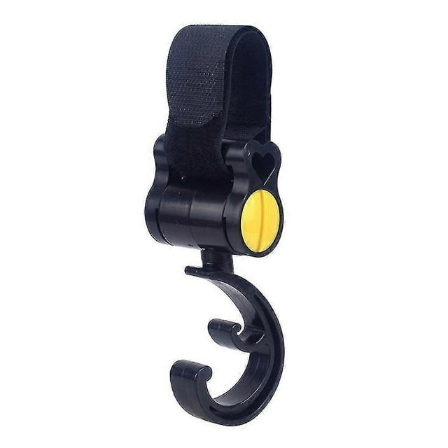Baby Pram Hanger Stroller Bag Hooks 360 Rotatable Hook With Velcro Strap(4pcs, Yellow)