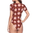 thumbnail image 4 of The Xecao Cute Pig with Coins Women's Crew Neck Body Suit, a short-sleeved bodysuit and basic swimsuit, both comfort and style for dating and daily life, 4 of 9