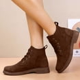 thumbnail image 2 of QSAWXQZ Women's Lace up Ankle Boots Round Toe Low Heel Rugged Boots 6.5, 2 of 7
