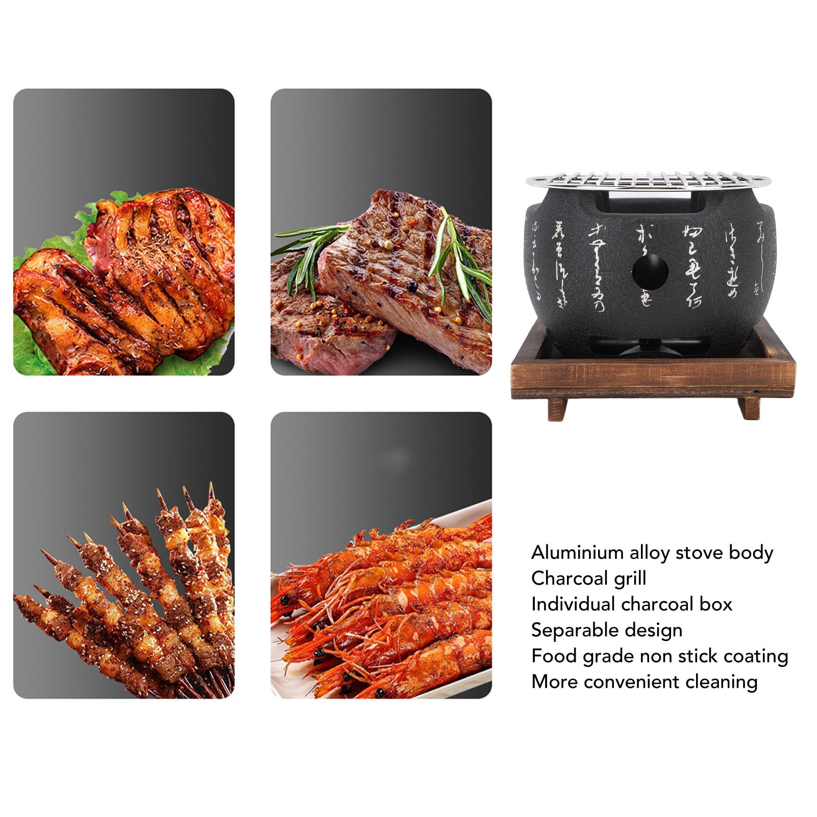Mini Barbecue Hibachi Portable En Fonte - Gril Sans Fumée Au Charbon Pour Intérieur/extérieur (1 Personne)