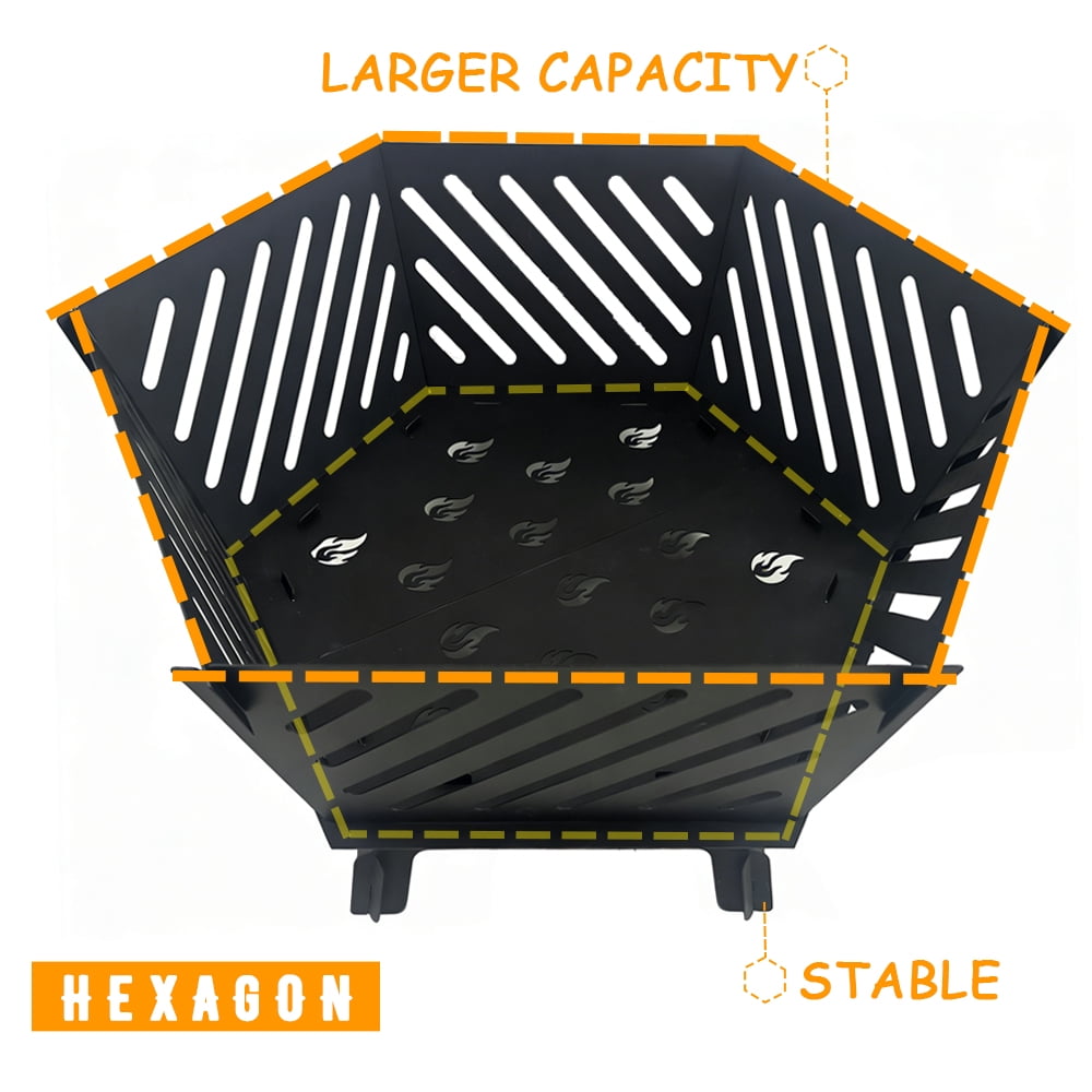 26 Inch Portable Wood Burning Fire Pit Collapsible Outdoor Firepit with Carry Bag for Camping Patio Backyard  LJH