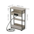 thumbnail image 5 of Narrow Side Table with Charging Station, 3 Tier Slim End Table with Storage Shelf for Small Spaces, 21.6 Inch Height Thin Tables Small Nightstand Magazine Rack for Living Room,Oak, 5 of 9