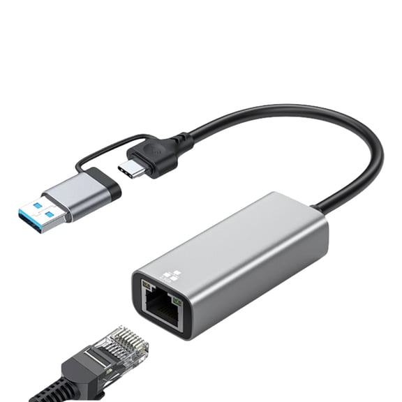 USB C and USB A Ethernet Adapter 1/2.5Gbps Fast speed LAN Converters Plugs and Play Aluminum Housing for Win Devices
