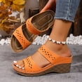 thumbnail image 3 of Rokment Womens Orthopedic Platform Dressy Sandals Comfortable Fashion Casual Leather Arch Support Wedge High Heels Walking Slip on Beach Summer Dress Slides for Woman F Size 6.5, 3 of 7