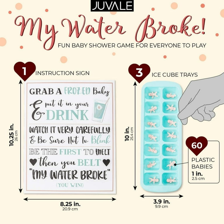 My Water Broke Baby Shower Game Kit - 60 Mini Plastic Babies, 3 Ice Cube Trays, 1 Sign - Perfect Party Favors - Walmart.com my-water-broke-baby-shower-game-kit-60-mini-plastic-babies-3-ice-cube-trays-1-sign-perfect-party-favors-walmart-com