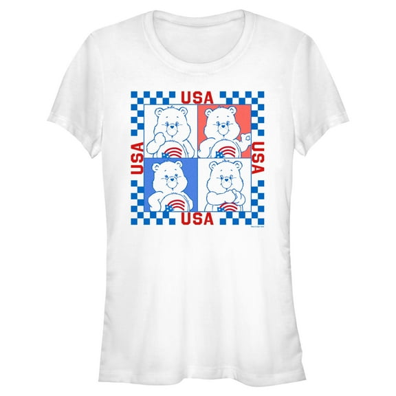 Junior's Care Bears America Cares Bear Patriotic Portraits  Graphic T-Shirt