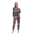 thumbnail image 3 of Odeerbi Christmas Onesie Pajamas for Family Holiday Sleep Jumpsuit Long Sleeve Family Christmas Pajamas Matching Sets Mom Fashion Printed Hooded Jumpsuit Sleepwear PJs Set Blue, 3 of 5