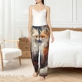 thumbnail image 4 of Kdxio Women's Comfy Stretch Romantic Flower Fox Couple Print Drawstring Pajama Pants-Medium, 4 of 5