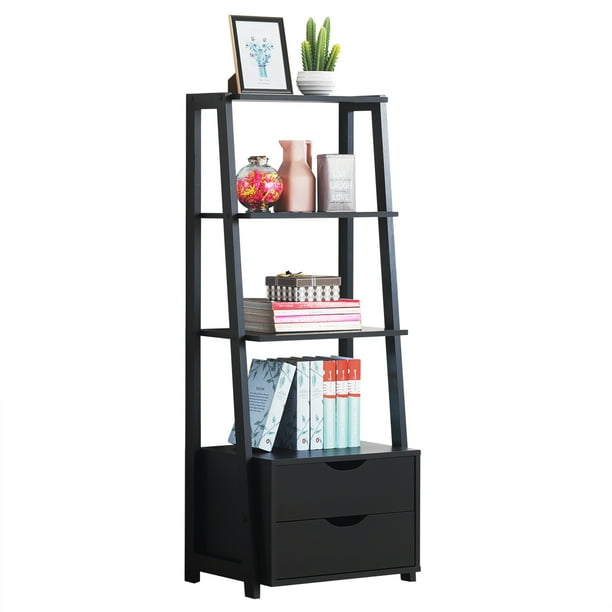 Costway 4Tier Ladder Shelf Bookshelf Bookcase Storage Display Leaning
