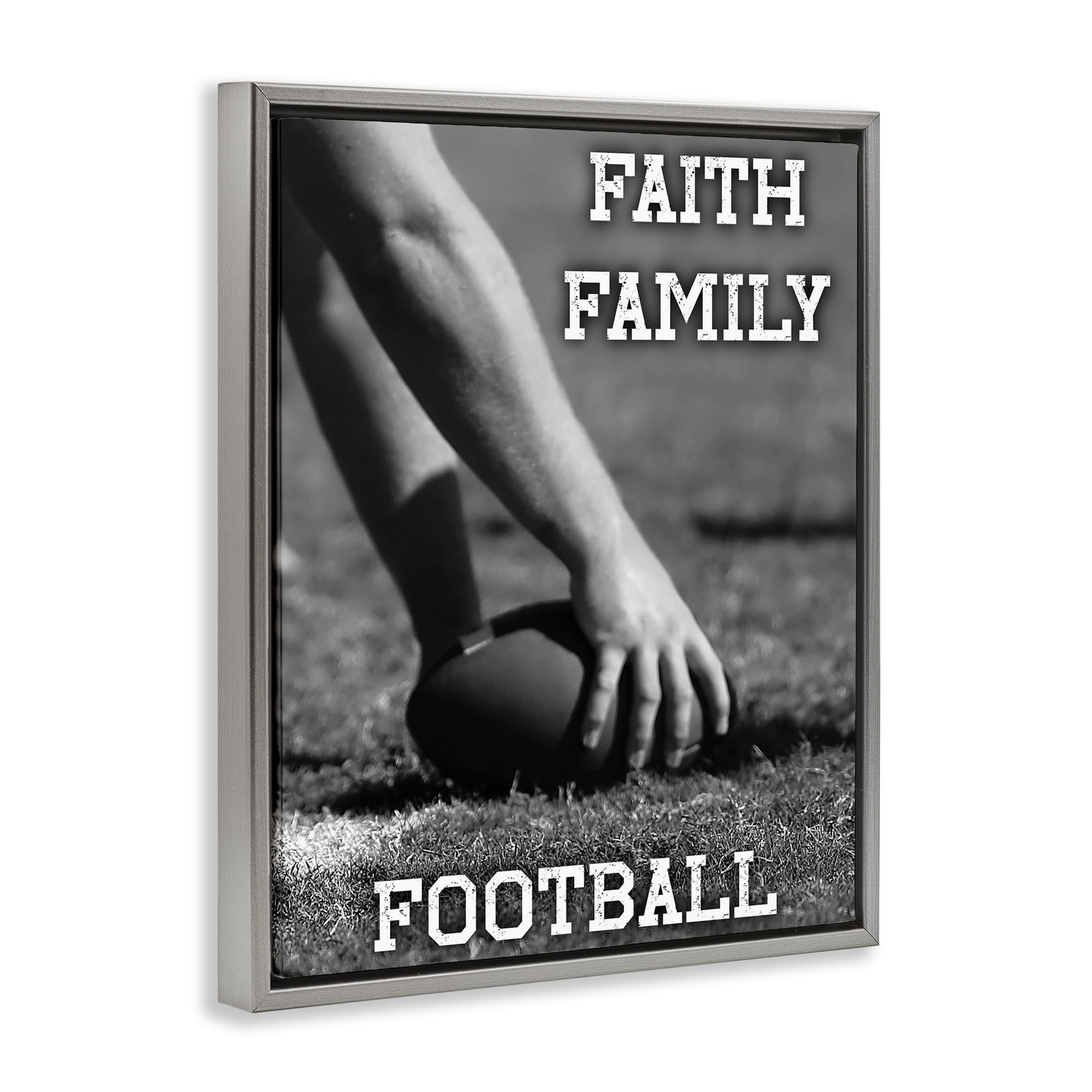Stupell Industries Faith Family Football Hike Gray Framed Floater Canvas Wall Art, design by Marcus Prime