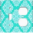 thumbnail image 2 of Metal Light Switch Plate Outlet Cover (Victorian Damask Flower Teal Pattern - Single Toggle Single Duplex), 2 of 2