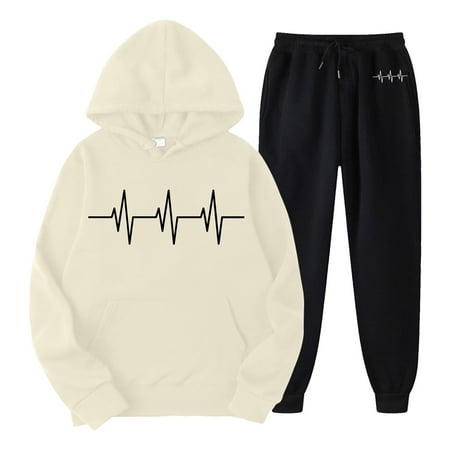 TIANZEN Womens Two Piece Outfits Sets Hoodie Sweatshirt And Long Sweatpants Jogger Workout Set Fall Tracksuit Sweatsuits Womens Ruffled Jogging Suit for Women