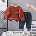 thumbnail image 5 of Toddler Boys Knit Cardigan and Denim Pants Set Long Sleeve Button Down Sweater Top and Elastic Waist Trousers Outfit, 5 of 8