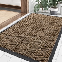 Buganda Heavy Duty Door mat, 24"x36" Low Profile Rubber Doormat, Non-Slip Outdoor & Indoor Entrance Rug, All-Weather Dirt Trapper, Brown