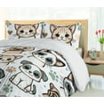 thumbnail image 3 of Ambesonne Cats and Dogs Duvet Cover Set, Cartoon Puppy Kitten, King, Off White Pale Camel, 3 of 4