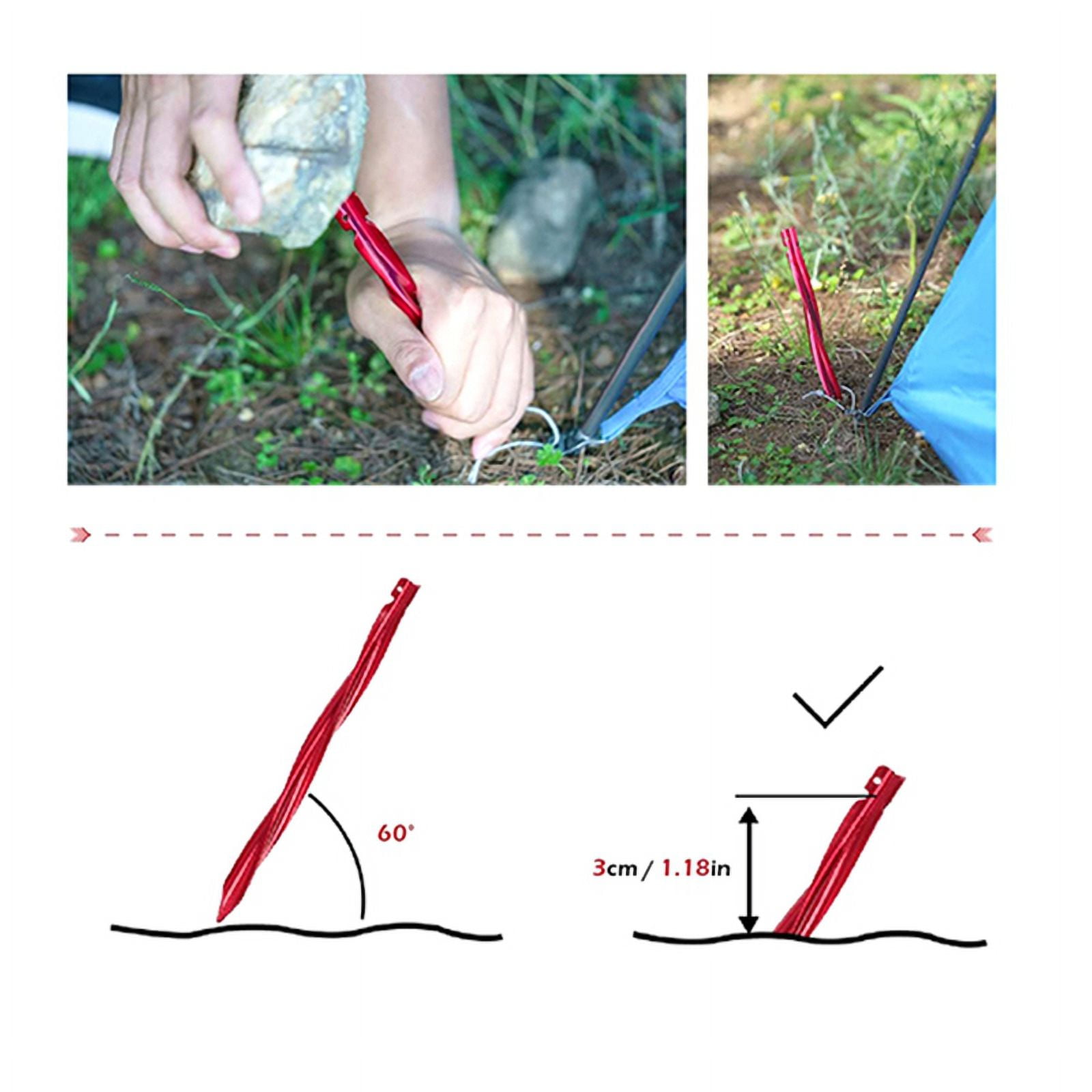 12X 25cm Outdoor Tent Pegs Ground Nails with Storage Bag Windproof Nails Camping Accessories Tent Fasteni