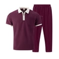 thumbnail image 4 of Gytharion Men's 2 Piece Classic Walffe Sets Turn-down Collar Zippered Short Sleeve Tops with Drawstring Long Pants Sets Soild Color Casual Outfits, 4 of 5