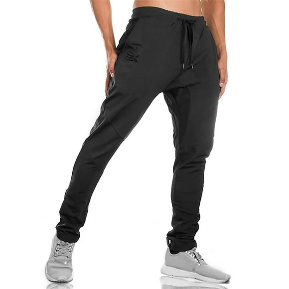 Pantalon de Sport MensAJogger, Poches de Pantalon de Survêtement d'Entraînement à Fermeture Éclair (S, Noir)
