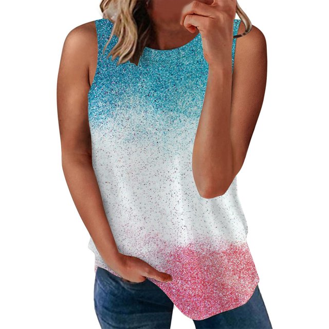 Playeras,Blusas y Tops,Ropa para Mujer Túnica camisetas sin mangas para las mujeres Camiseta de verano sin mangas con cuello redondo y estampado de verano para mujer (Grey, XL)